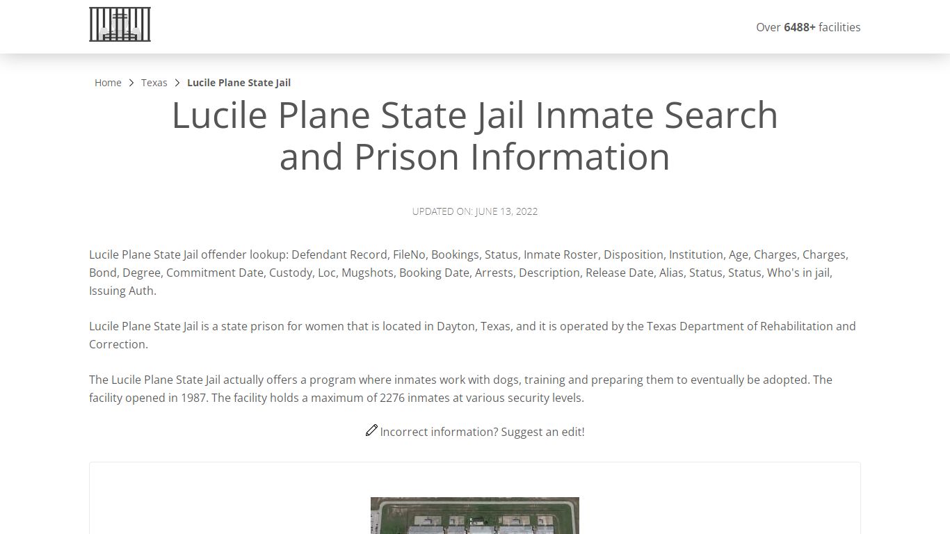 Lucile Plane State Jail Inmate Search, Visitation, Phone ...